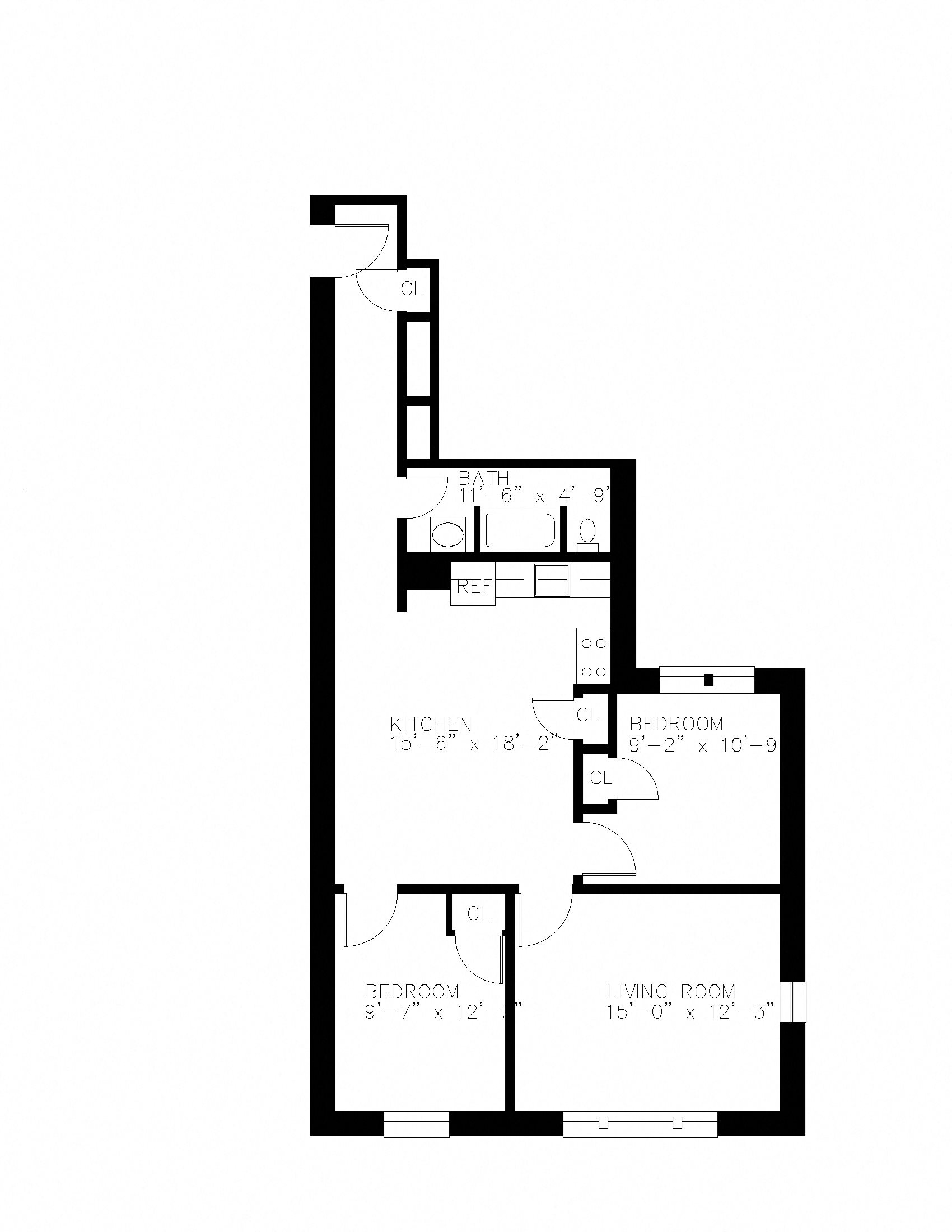 2 Bedroom 1 Bathroom with Dining Room Floor Plan 11